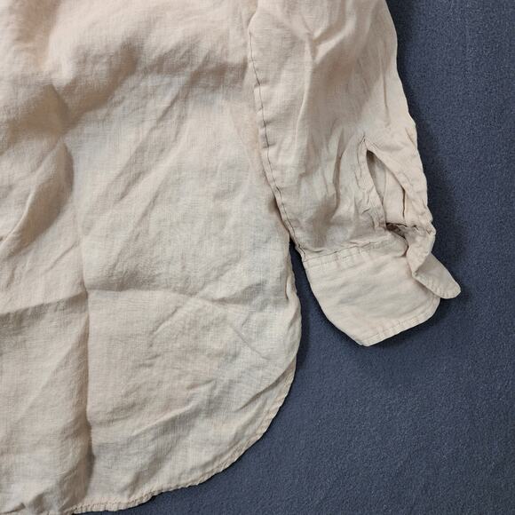 Anthropologie Maeve Womens Top Small Beige Linen Button Up Lagenlook Capsule - Picture 12 of 15